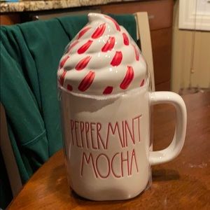Rae Dunn Peppermint Mocha mug w/ topper